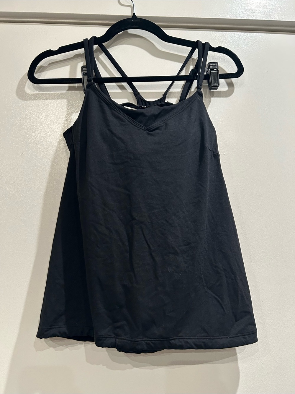NWT Athleta Black Strappy V-Neck Tankini with Support 32B/C